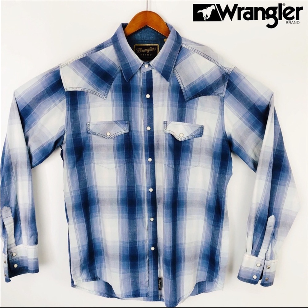 Retro Plaid Long Sleeve Western Pearl Snap Shirt